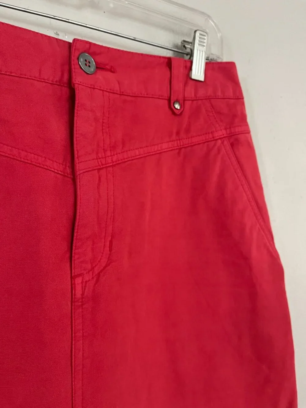 VTG Liz Wear Sz M Coral Pink Twill Midi Skirt